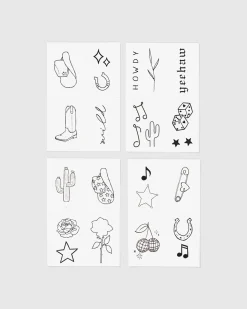 Disco Cowgirl Temporary Tattoo Pack