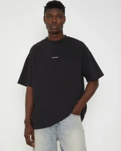 Distressed Logo Short Sleeve T-Shirt in Black