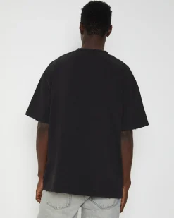 Distressed Logo Short Sleeve T-Shirt in Black