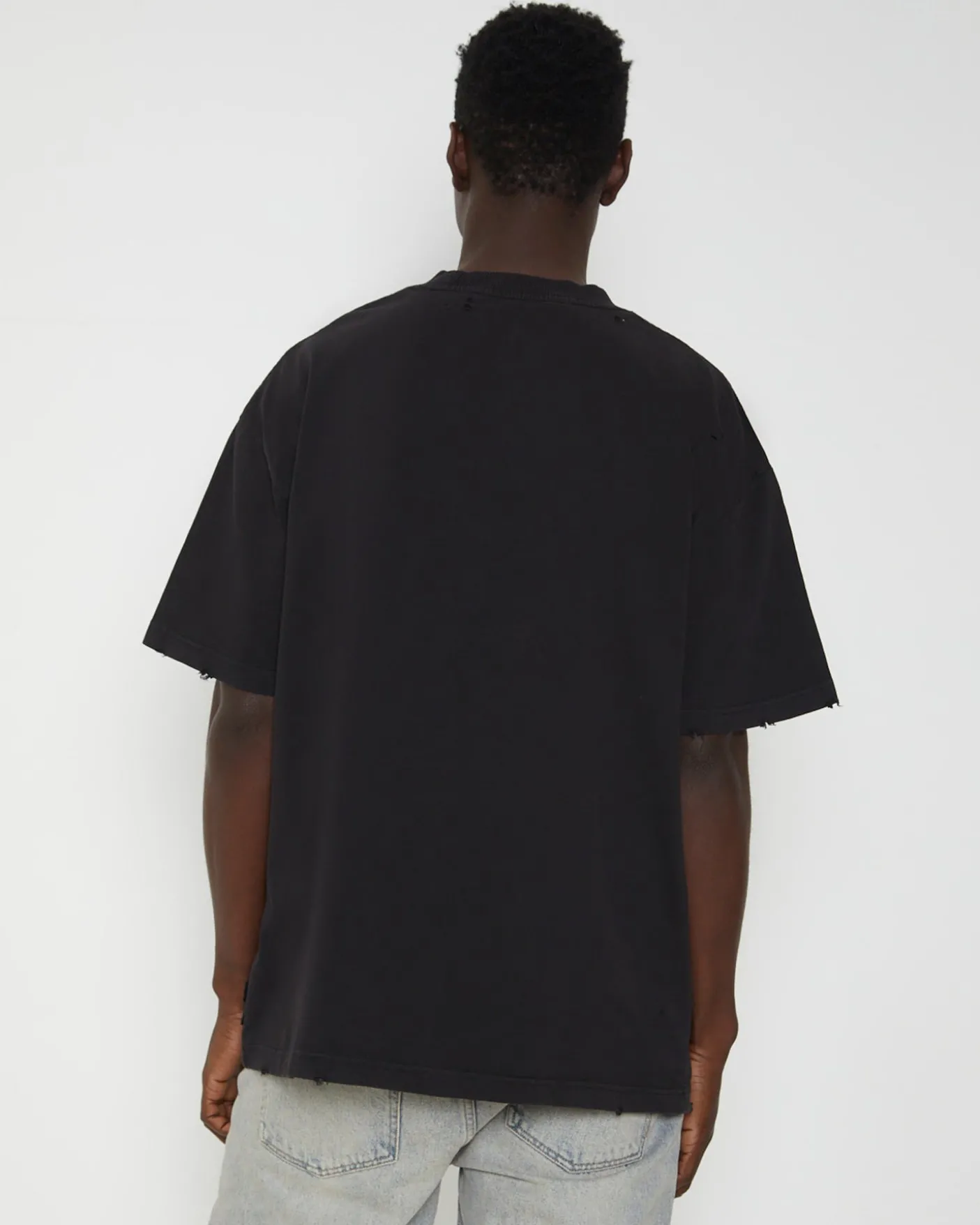 Distressed Logo Short Sleeve T-Shirt in Black
