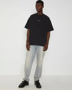 Distressed Logo Short Sleeve T-Shirt in Black