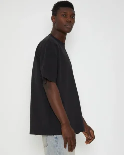 Distressed Logo Short Sleeve T-Shirt in Black