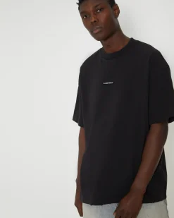 Distressed Logo Short Sleeve T-Shirt in Black