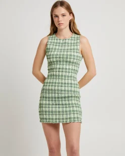 Drew Check Shirred Mini Dress