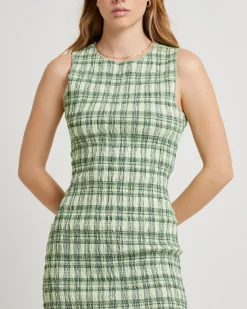 Drew Check Shirred Mini Dress