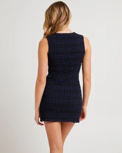 Drew Check Shirred Mini Dress
