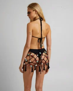 Dusk Macrame Mini Dress With Beaded Trim