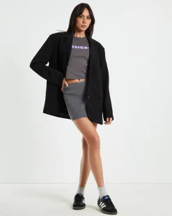 Echo Rib Mini Skirt in Charcoal