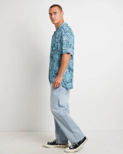 Efforts Short Sleeve Resort Shirt in Blue