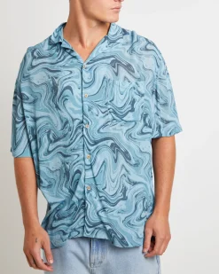 Efforts Short Sleeve Resort Shirt in Blue