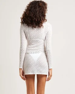 Eleanor Lace Sheer Mini Dress White