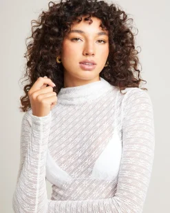 Eleanor Lace Sheer Mini Dress White