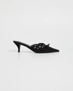 Elio Pointed Mule Black Suede