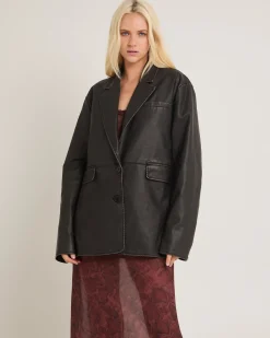 Esme Boxy Leather Look Blazer