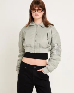 Essential Cropped Bomber Jacket