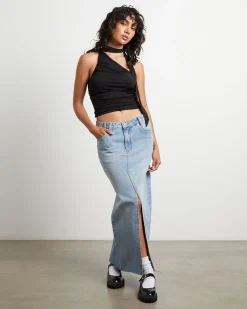 Eva Maxi Denim Skirt Hacker Blue