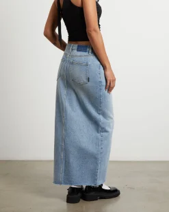 Eva Maxi Denim Skirt Hacker Blue