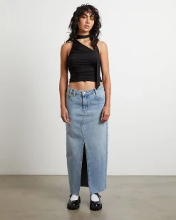 Eva Maxi Denim Skirt Hacker Blue