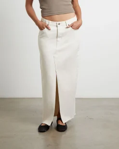 Eva Maxi Denim Skirt in Chalk
