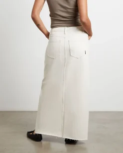 Eva Maxi Denim Skirt in Chalk