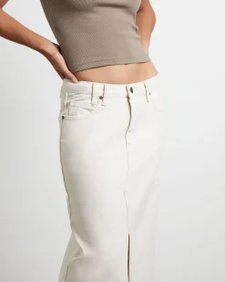 Eva Maxi Denim Skirt in Chalk