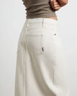 Eva Maxi Denim Skirt in Chalk
