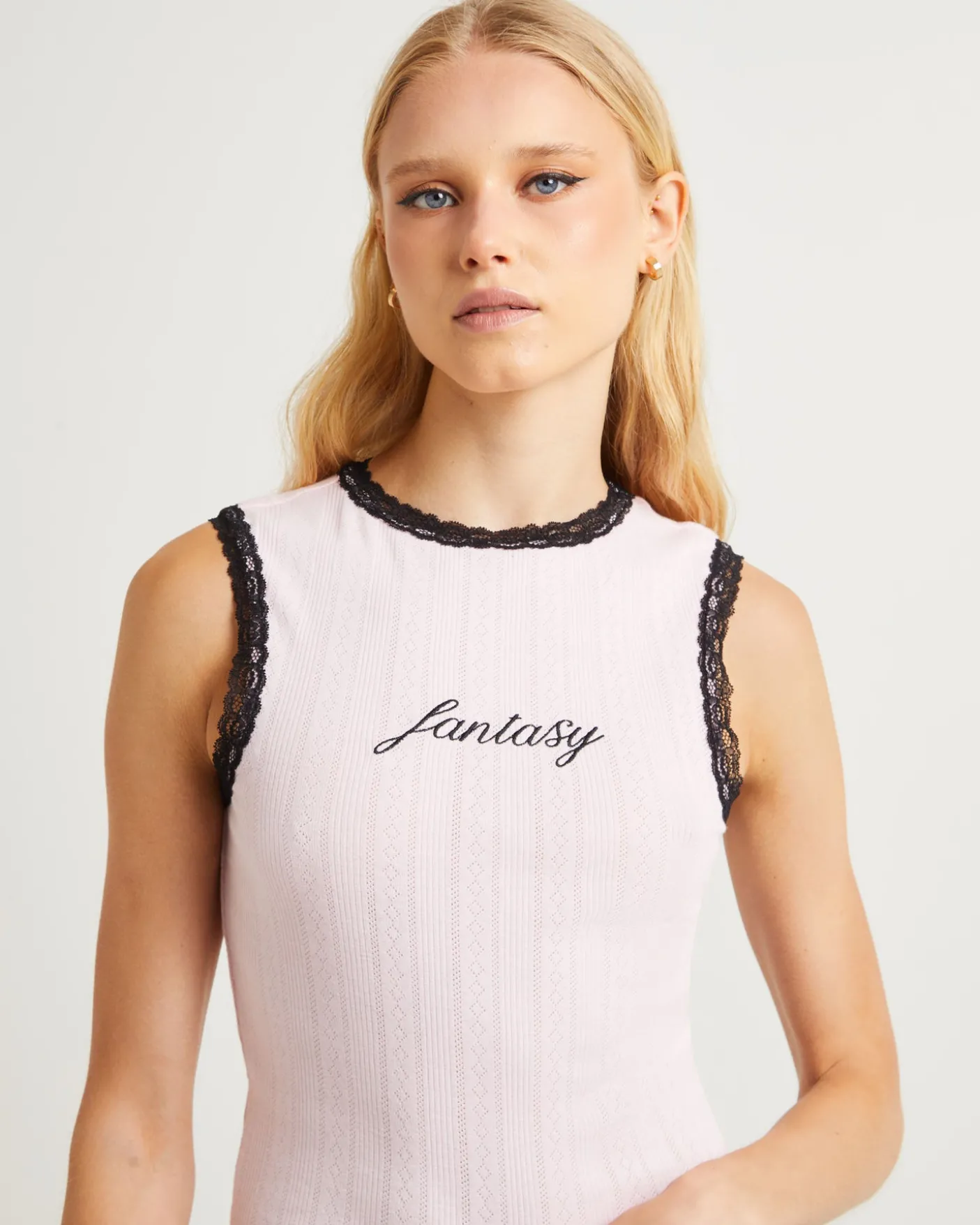 Fantasy Pointelle Tank Top Pink