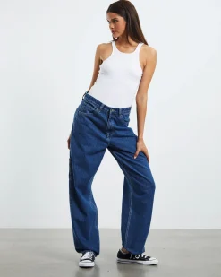 Faye Worker Denim Jeans Pebble Mid Stone