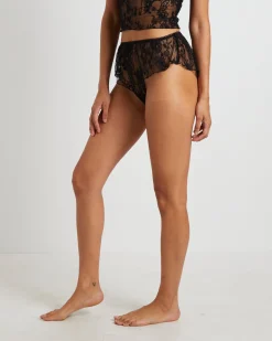Fifi Fine Lace Ruffle Brief Shorts in Black