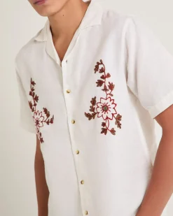 Floral Embroider Bowler Shirt