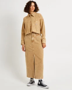 Florence Aged Denim Cropped Shacket