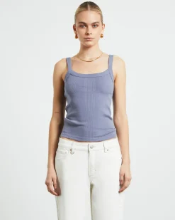 Frenchie Rib Singlet in Slate Grey