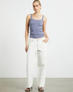 Frenchie Rib Singlet in Slate Grey