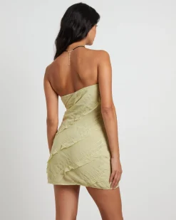 Friday Frills Mini Dress in Lime