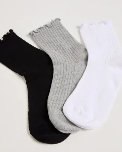 Frill Ribbed Socks 3 Pack
