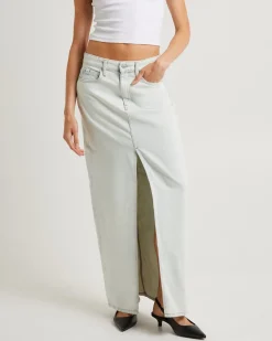 Front Split Denim Maxi Skirt