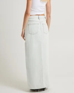 Front Split Denim Maxi Skirt