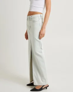 Front Split Denim Maxi Skirt