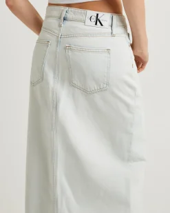 Front Split Denim Maxi Skirt