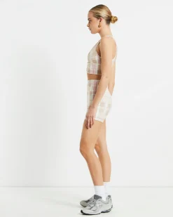 Gather Front Crop Top in Pink Check