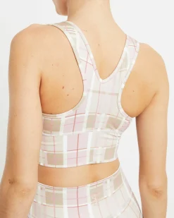 Gather Front Crop Top in Pink Check