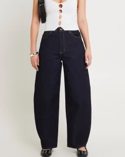 Gigi Barrel Denim Jeans Helena Rinse Blue