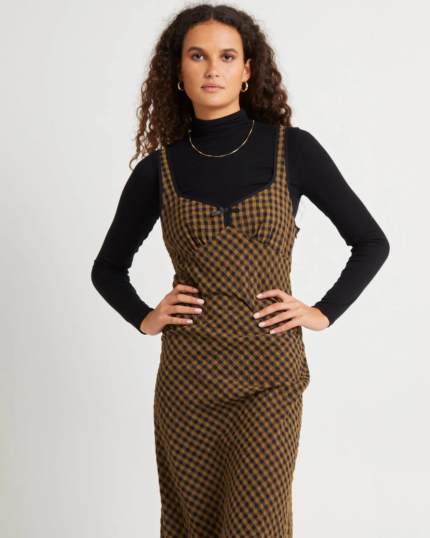 Grunge Plaid Midi Dress