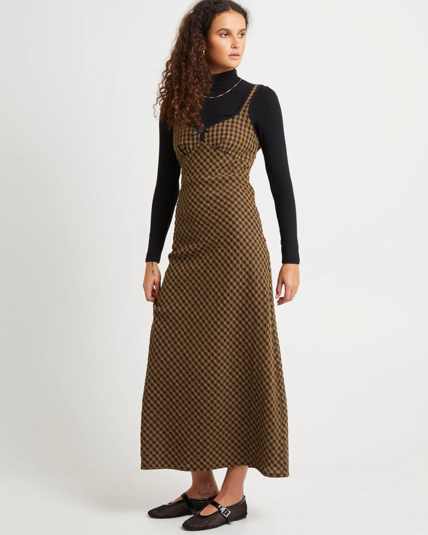 Grunge Plaid Midi Dress