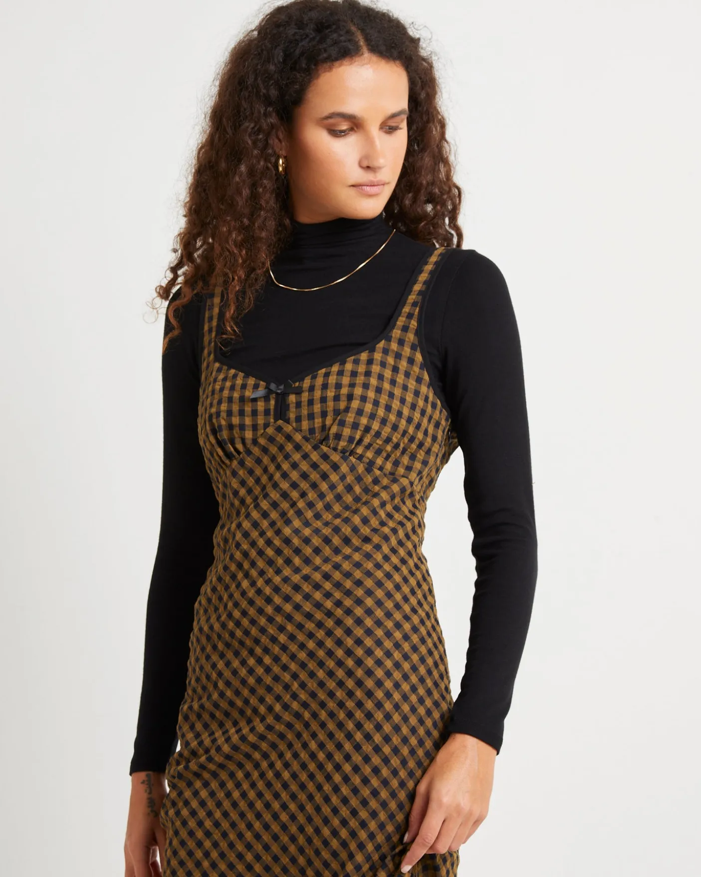 Grunge Plaid Midi Dress
