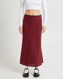 Grunge Plaid Midi Skirt