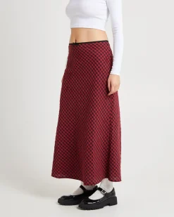 Grunge Plaid Midi Skirt
