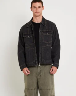 Halls Cropped Harrington Denim Jacket
