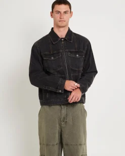 Halls Cropped Harrington Denim Jacket