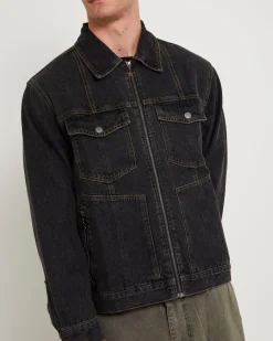 Halls Cropped Harrington Denim Jacket